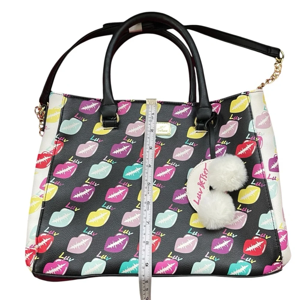 Betsey Johnson Luv Multicolor Bag Lips Kisses Crossbody Purse Cloud/Rainbow Tag - Picture 16 of 16
